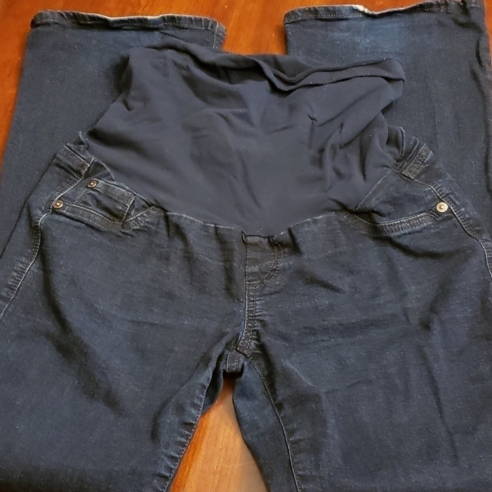 INDIGO Blue Maternity Jeans Boot Cut Petite Med VGUC